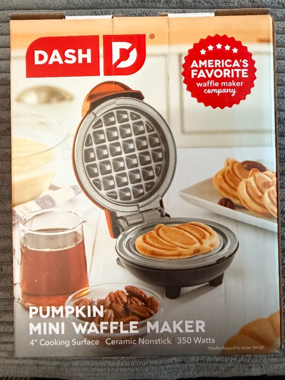 New in box Dash mini Pumpkin Waffle Maker